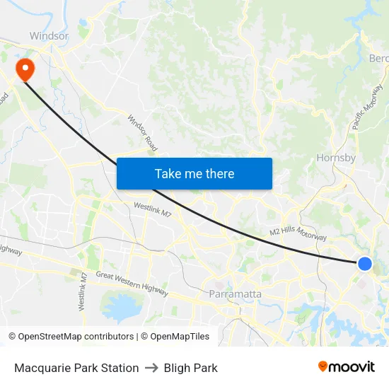 Macquarie Park Station to Bligh Park map