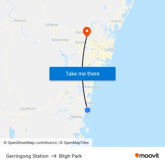 Gerringong Station to Bligh Park map