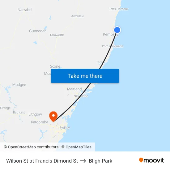 Wilson St at Francis Dimond St to Bligh Park map