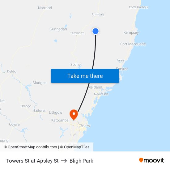 Towers St at Apsley St to Bligh Park map