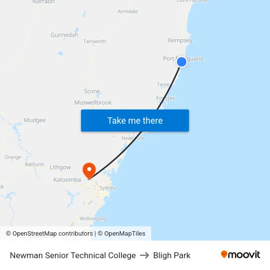 Newman Senior Technical College to Bligh Park map
