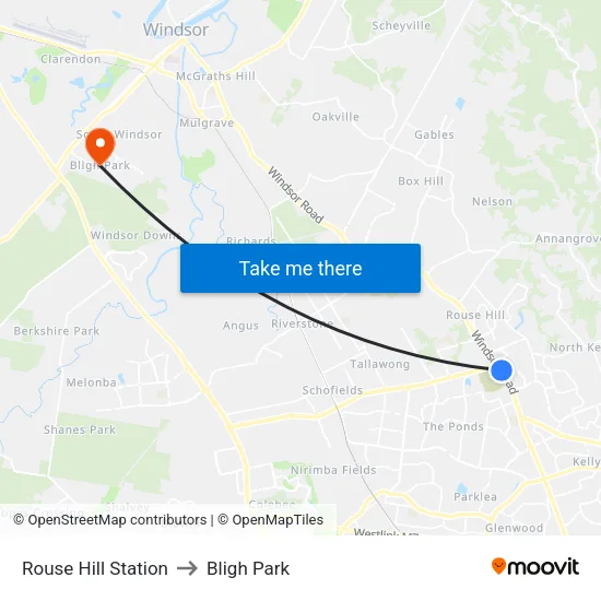 Rouse Hill Station to Bligh Park map