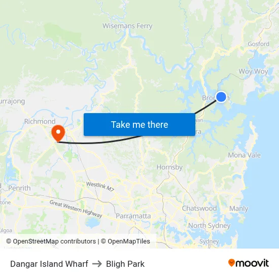 Dangar Island Wharf to Bligh Park map