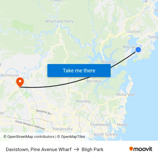 Davistown, Pine Avenue Wharf to Bligh Park map