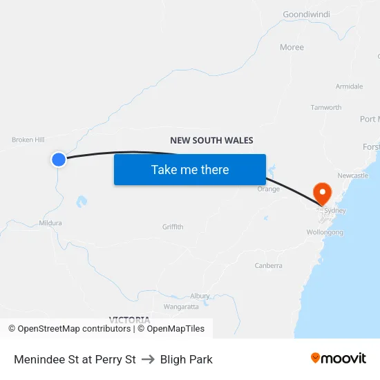 Menindee St at Perry St to Bligh Park map