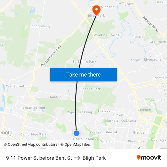 9-11 Power St before Bent St to Bligh Park map