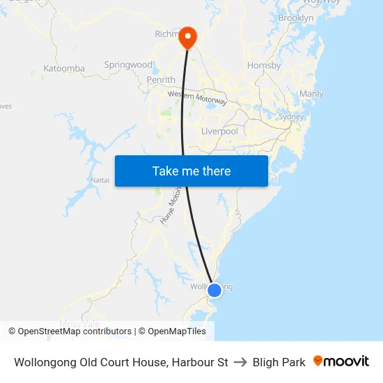 Wollongong Old Court House, Harbour St to Bligh Park map