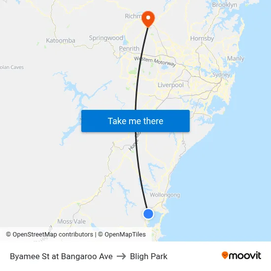 Byamee St at Bangaroo Ave to Bligh Park map