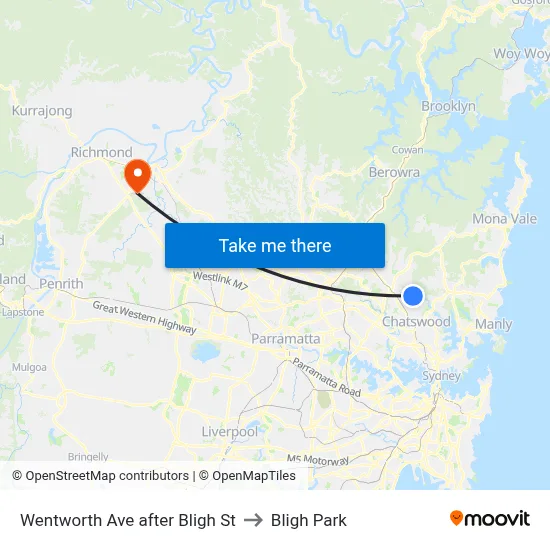 Wentworth Ave after Bligh St to Bligh Park map