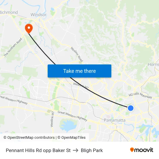 Pennant Hills Rd opp Baker St to Bligh Park map