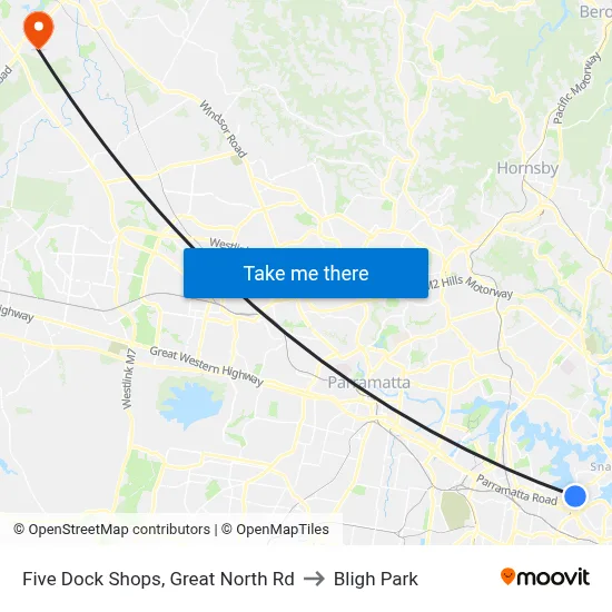 Five Dock Shops, Great North Rd to Bligh Park map