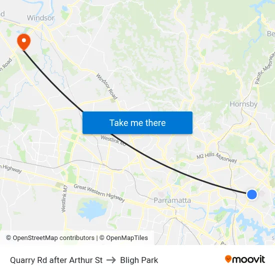 Quarry Rd after Arthur St to Bligh Park map