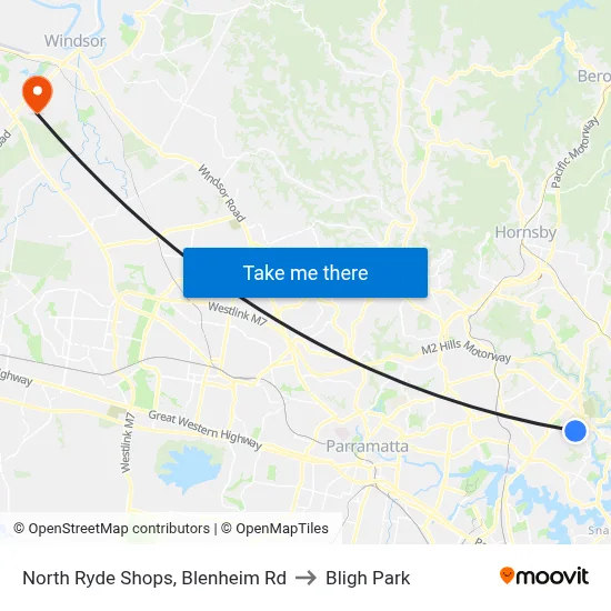 North Ryde Shops, Blenheim Rd to Bligh Park map