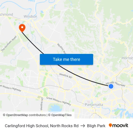 Carlingford High School, North Rocks Rd to Bligh Park map