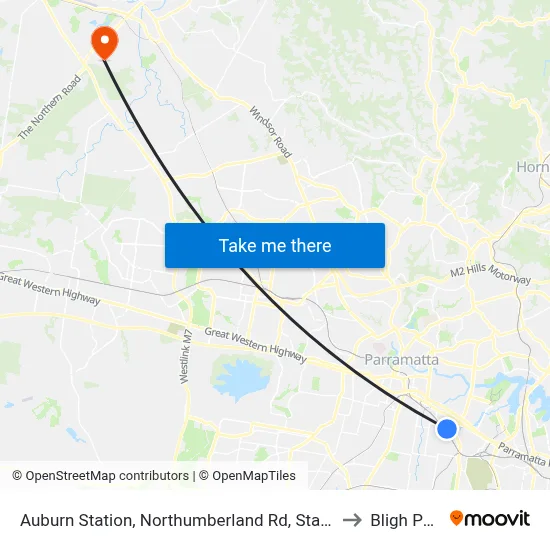 Auburn Station, Northumberland Rd, Stand C to Bligh Park map