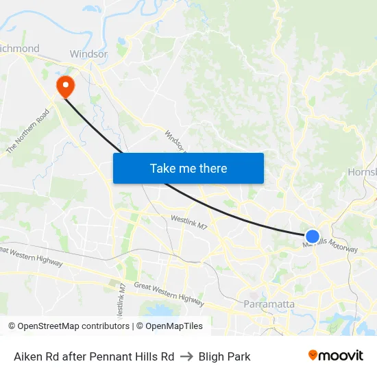 Aiken Rd after Pennant Hills Rd to Bligh Park map