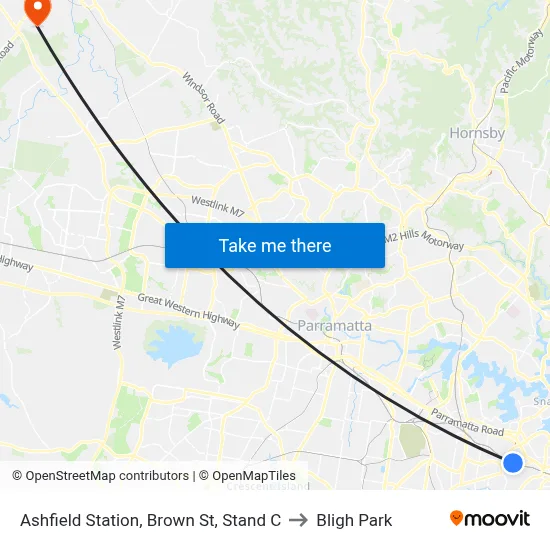 Ashfield Station, Brown St, Stand C to Bligh Park map