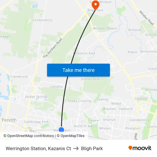 Werrington Station, Kazanis Ct to Bligh Park map