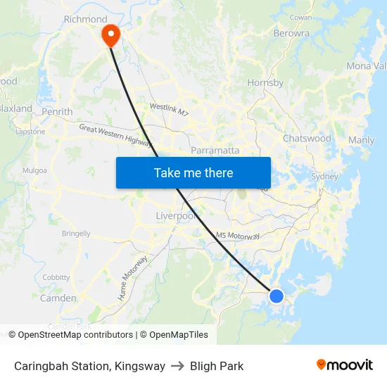 Caringbah Station, Kingsway to Bligh Park map