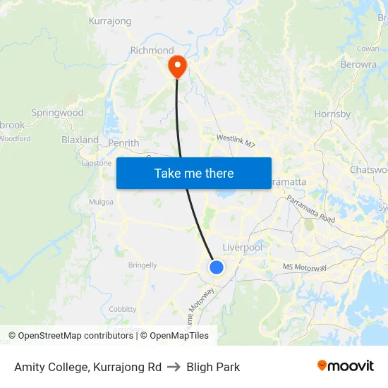 Amity College, Kurrajong Rd to Bligh Park map