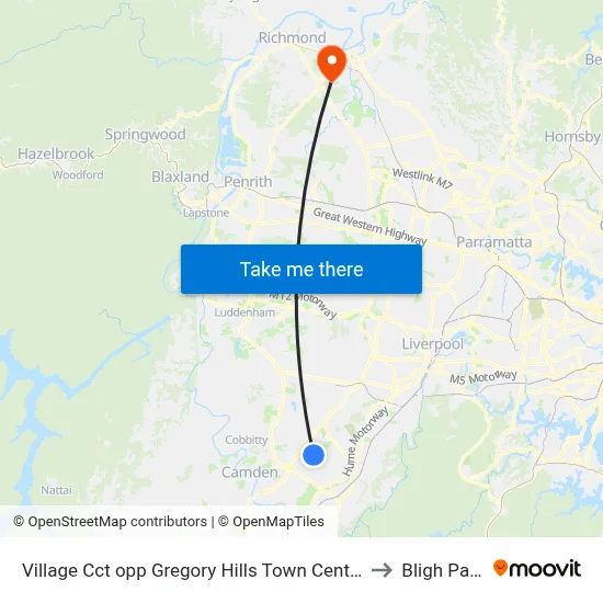 Village Cct opp Gregory Hills Town Centre to Bligh Park map