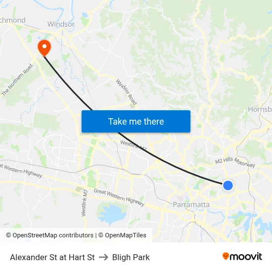 Alexander St at Hart St to Bligh Park map