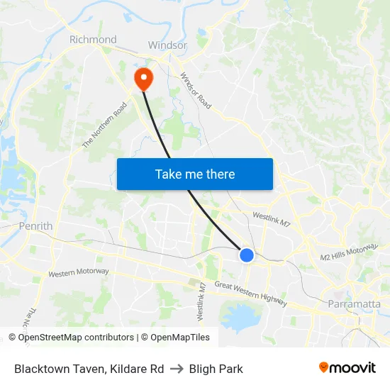 Blacktown Taven, Kildare Rd to Bligh Park map