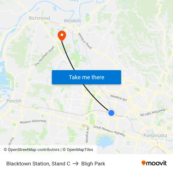 Blacktown Station, Stand C to Bligh Park map