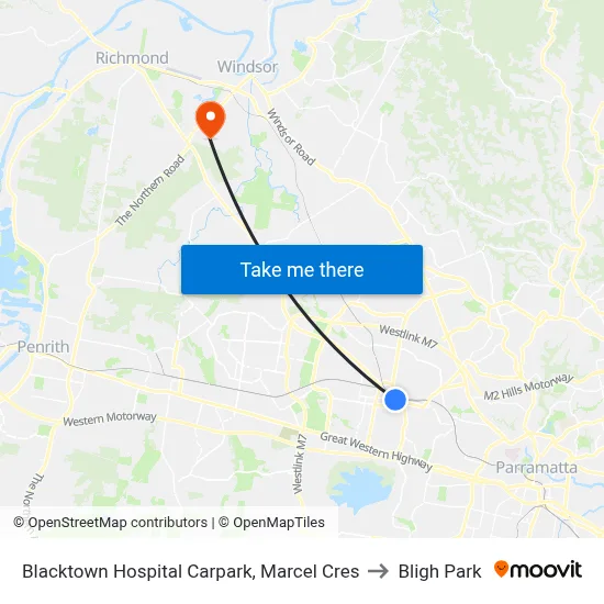 Blacktown Hospital Carpark, Marcel Cres to Bligh Park map