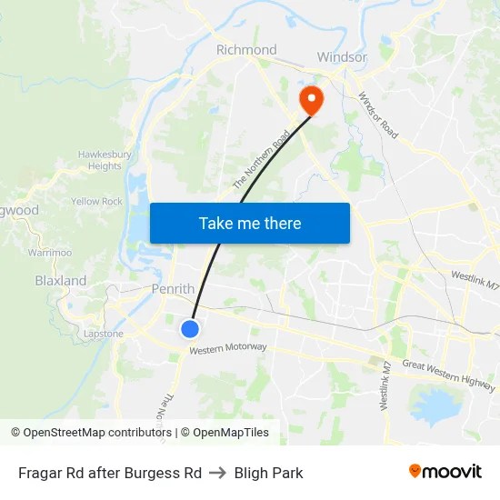 Fragar Rd after Burgess Rd to Bligh Park map
