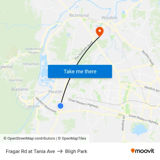 Fragar Rd at Tania Ave to Bligh Park map