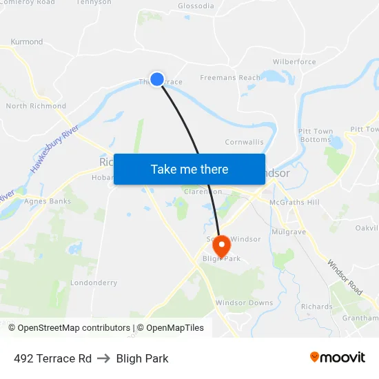 492 Terrace Rd to Bligh Park map