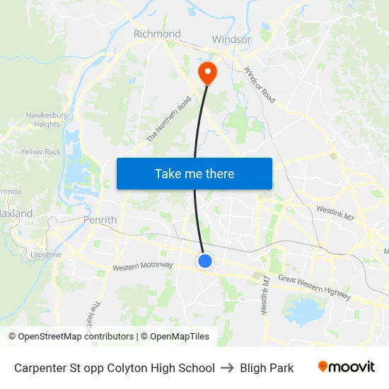 Carpenter St opp Colyton High School to Bligh Park map