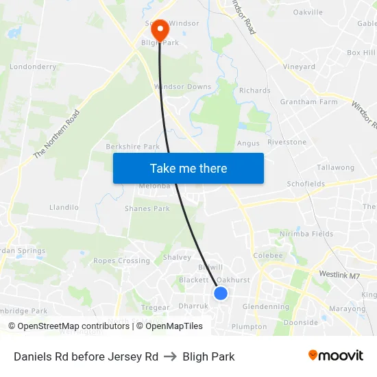 Daniels Rd before Jersey Rd to Bligh Park map