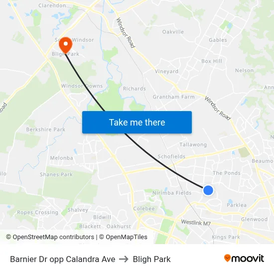 Barnier Dr opp Calandra Ave to Bligh Park map