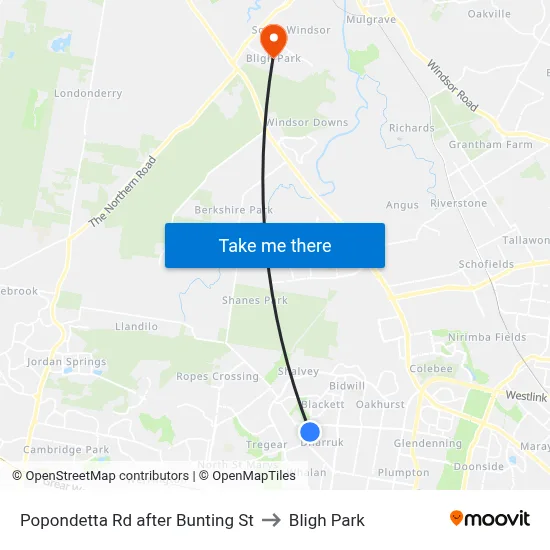 Popondetta Rd after Bunting St to Bligh Park map