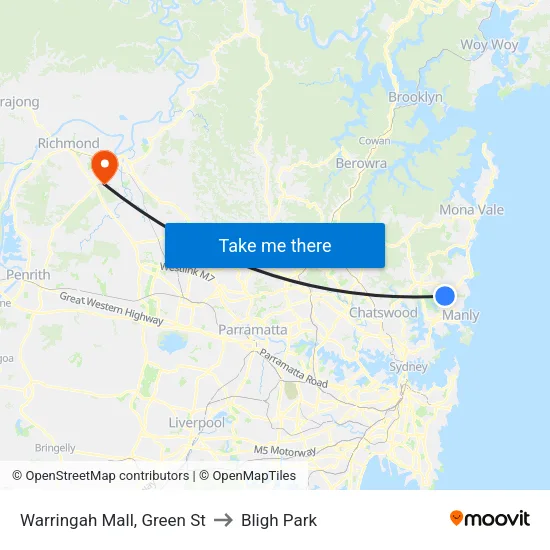 Warringah Mall, Green St to Bligh Park map