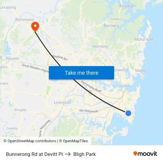 Bunnerong Rd at Devitt Pl to Bligh Park map