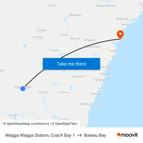 Wagga Wagga Station, Coach Bay 1 to Bateau Bay map