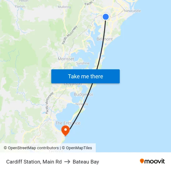 Cardiff Station, Main Rd to Bateau Bay map