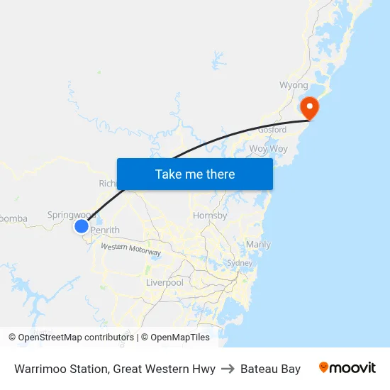 Warrimoo Station, Great Western Hwy to Bateau Bay map
