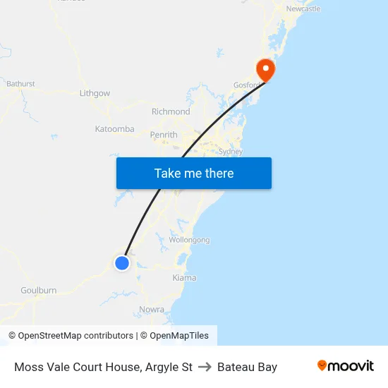 Moss Vale Court House, Argyle St to Bateau Bay map
