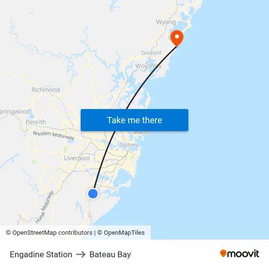 Engadine Station to Bateau Bay map