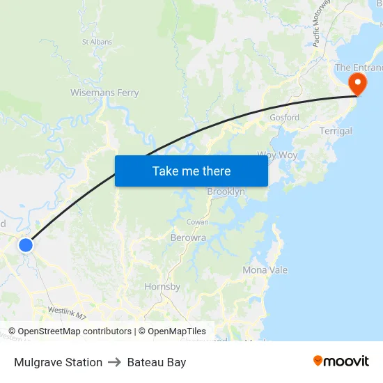 Mulgrave Station to Bateau Bay map