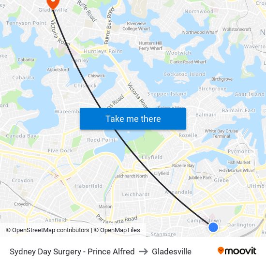 Sydney Day Surgery - Prince Alfred to Gladesville map