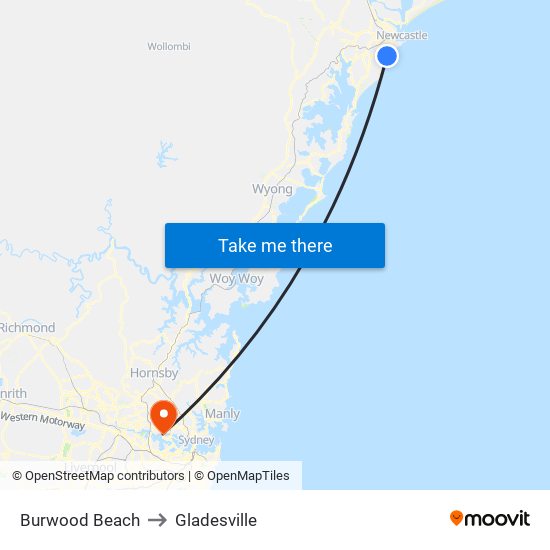 Burwood Beach to Gladesville map