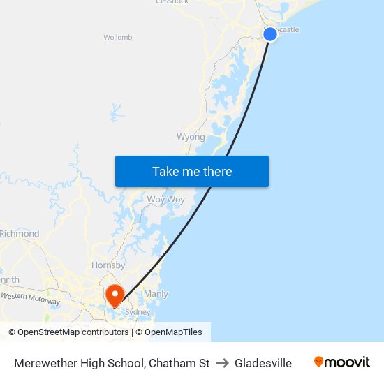 Merewether High School, Chatham St to Gladesville map