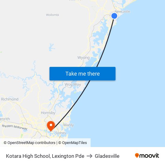 Kotara High School, Lexington Pde to Gladesville map