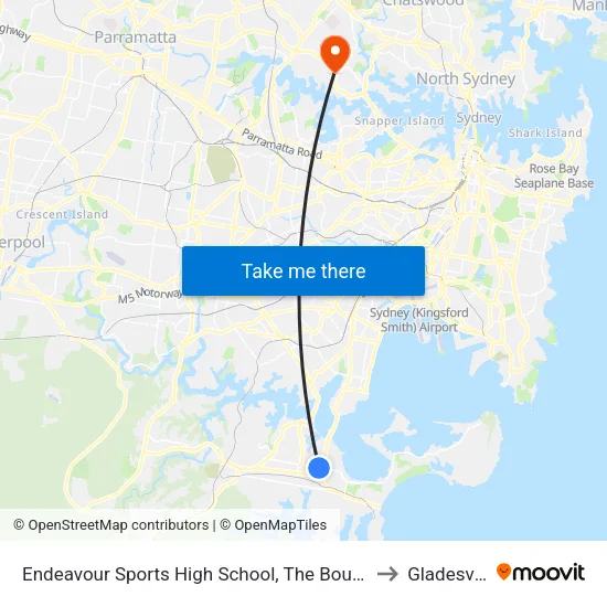Endeavour Sports High School, The Boulevarde to Gladesville map