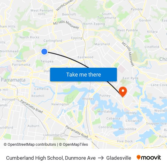 Cumberland High School, Dunmore Ave to Gladesville map